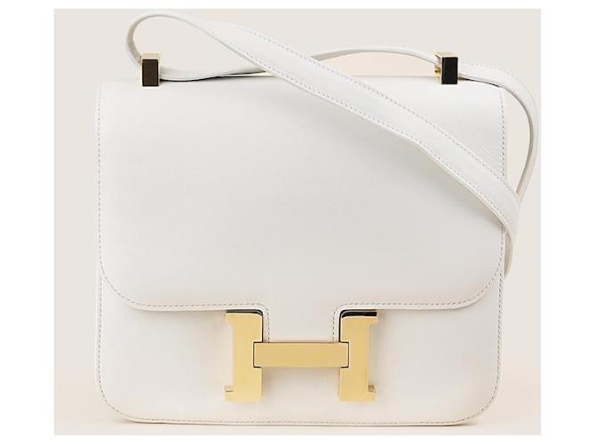 Hermès Constance 24 Bolsa de ombro Branco Couro  ref.1406571