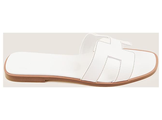 Hermès Oran sandals 37 ½ White Leather  ref.1406574