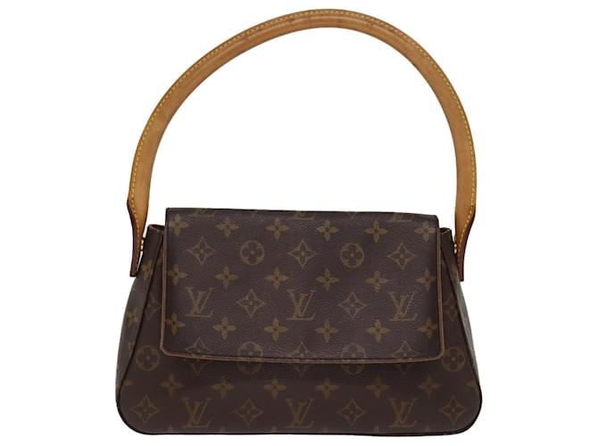 Louis Vuitton Mini looping Marrom Lona  ref.1406588