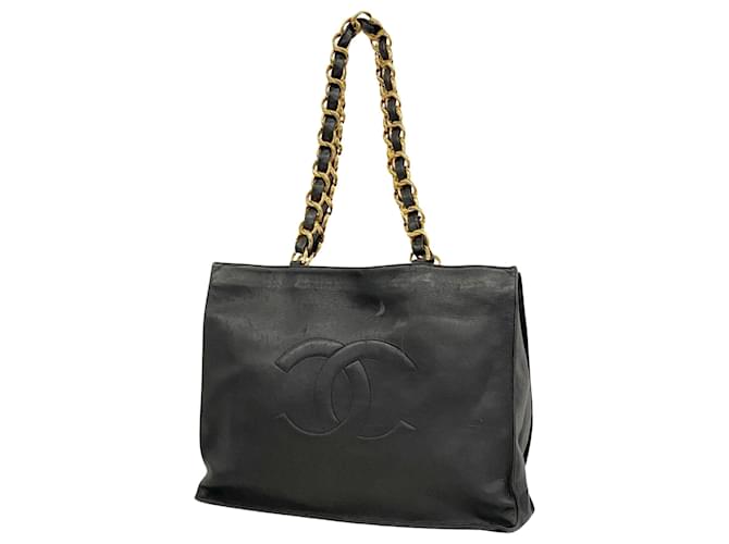 Classique Chanel shopping Cuir Noir  ref.1406622