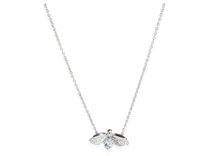 TIFFANY & CO. Pingente de diamante Aquamarine de flores de papel em platina 0.13 ctw Prata Metálico Metal  ref.1406692