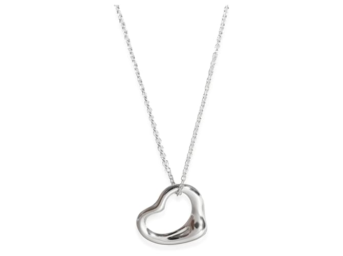 TIFFANY & CO. ELSA PERETTI 16mm Open Heart Pendant in Sterling Silver Silvery Metallic Metal  ref.1406711