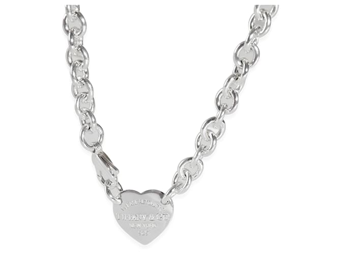 TIFFANY & CO. Return To Tiffany Heart Tag Necklace in  Sterling Silver Silvery Metallic Metal  ref.1406713