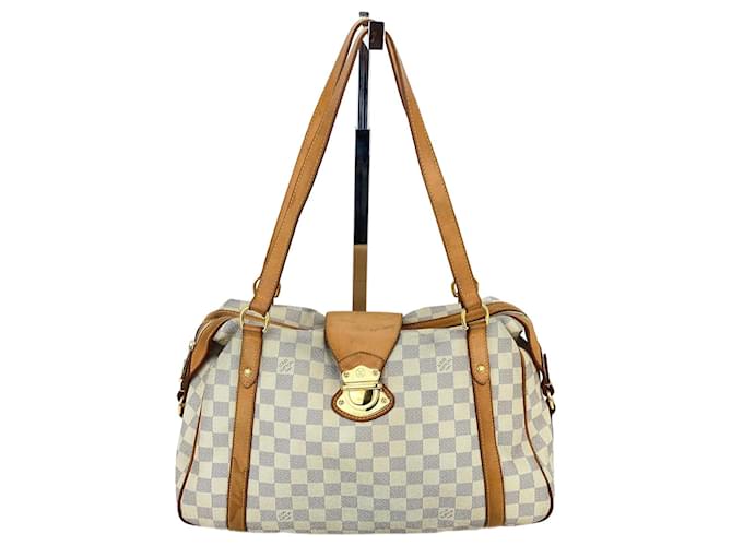 Bolsa de mão de ombro LOUIS VUITTON Stresa PM Damier Azur Canvas N42220 Marrom Lona  ref.1406725