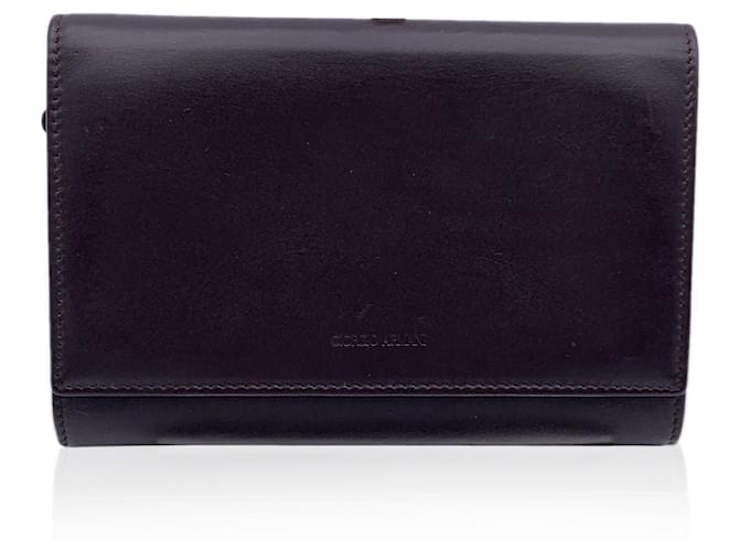 Giorgio Armani Dark Brown Leather Flap Wallet Coin Purse  ref.1406729
