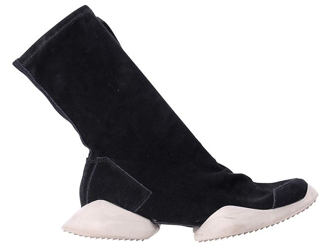 Baskets Rick Owens x Adidas Sock Runner en daim noir