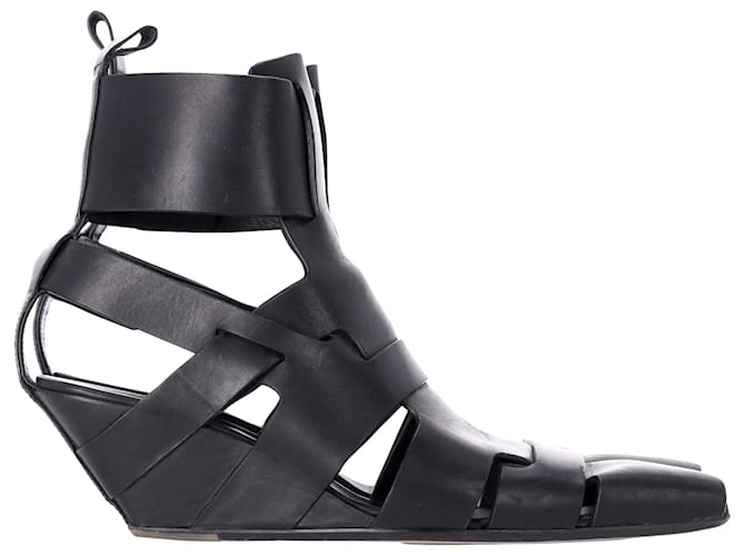 Rick Owens Sandales Gladiator Lazarus en Cuir Noir  ref.1406748