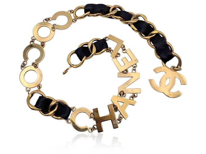 Chanel Rare Vintage Gold Metal Spell Out Coco Chain Belt Golden  ref.1406749