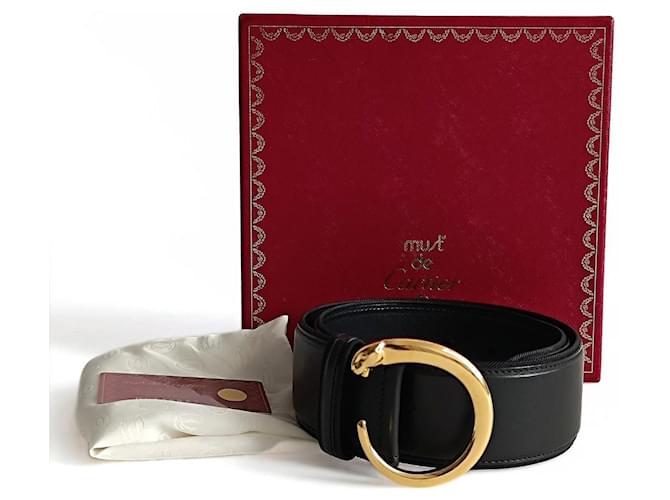 Must de Cartier Panthère women's belt in black leather  ref.1406772