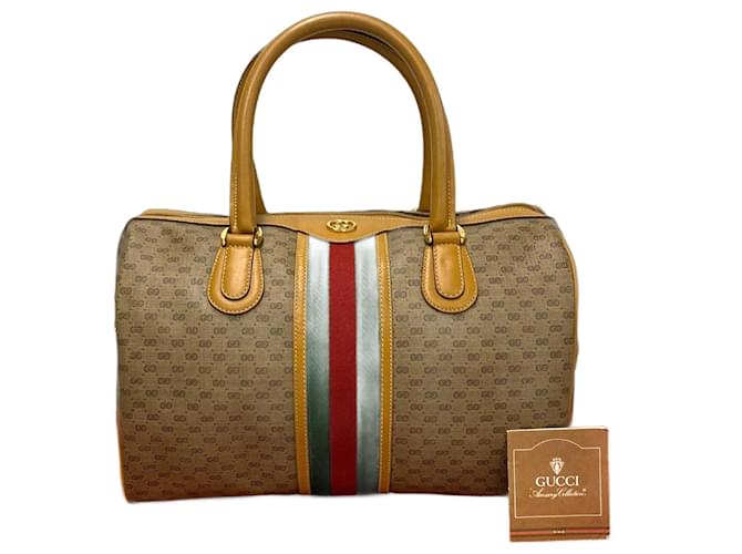 Bolso Boston de lona Gucci GG Canvas Web Bolso de mano en muy buen estado Lienzo  ref.1406792