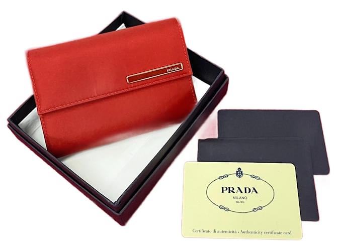 Prada Tessuto Trifold Geldbörse, kurze Geldbörse aus Canvas in gutem Zustand Leinwand  ref.1406802