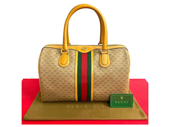 Gucci GG Canvas Web Boston Bag Canvas Handtasche in ausgezeichnetem Zustand Leinwand  ref.1406816