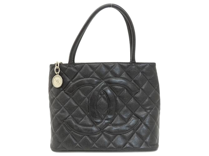 Medaillon Medaglione Chanel Nero Pelle  ref.1407024