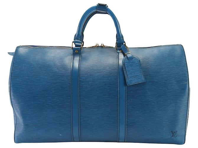 Louis Vuitton Keepall 50 Azul Couro  ref.1407029