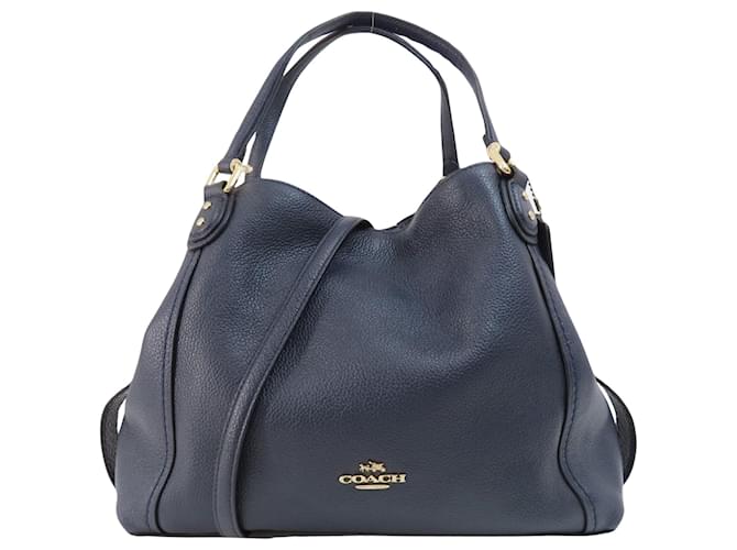 Coach Navy blue Leather  ref.1407114