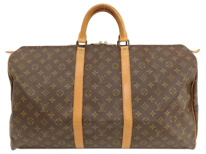 Louis Vuitton Keepall 55 Castaño Lienzo  ref.1407143