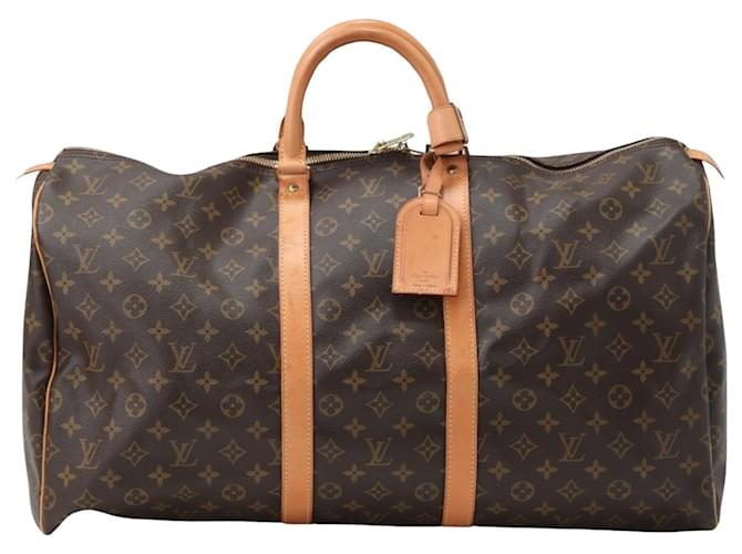 Louis Vuitton Keepall 55 Marrom Lona  ref.1407193