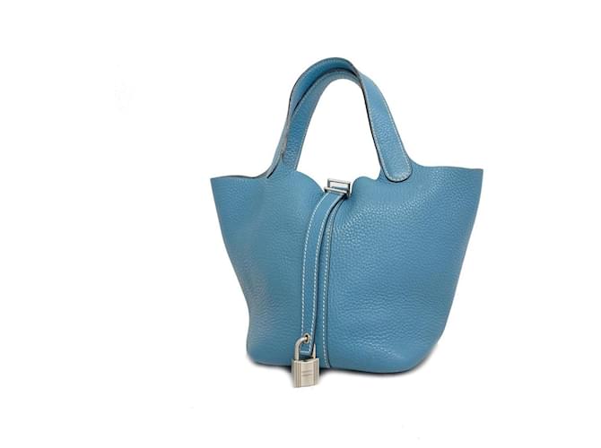 Fechadura Hermès Picotin Azul Couro  ref.1407213