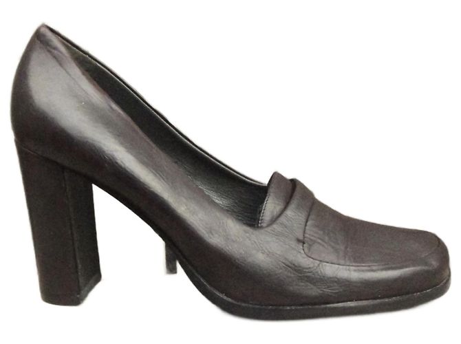 Mocasines de tacón Jil Sander talla 38. Marrón oscuro