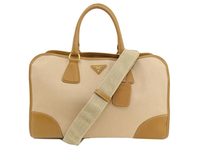 Tote Prada Toile Beige  ref.1407443