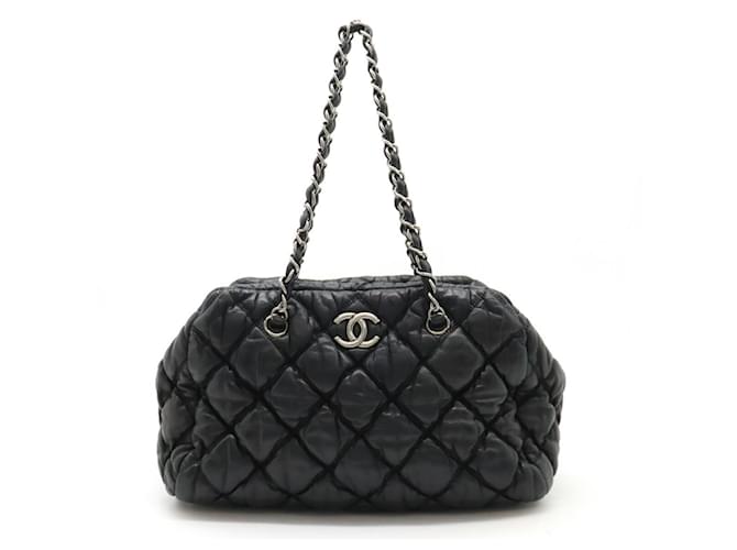 Classique Courtepointe Bulle Chanel Cuir Noir  ref.1407515