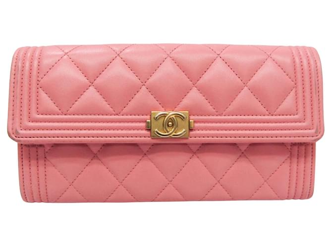 Chanel Boy Rosa Cuero  ref.1407520