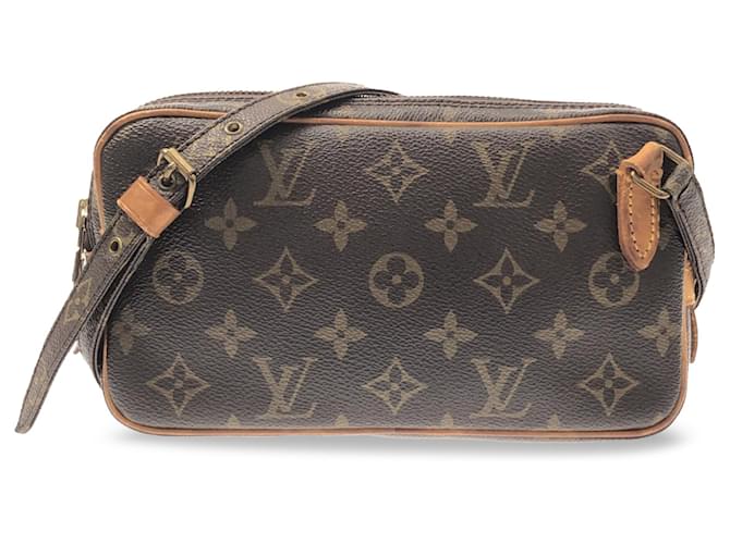 Louis Vuitton Brown Monogram Pochette Marly Bandouliere Leather Cloth  ref.1407681