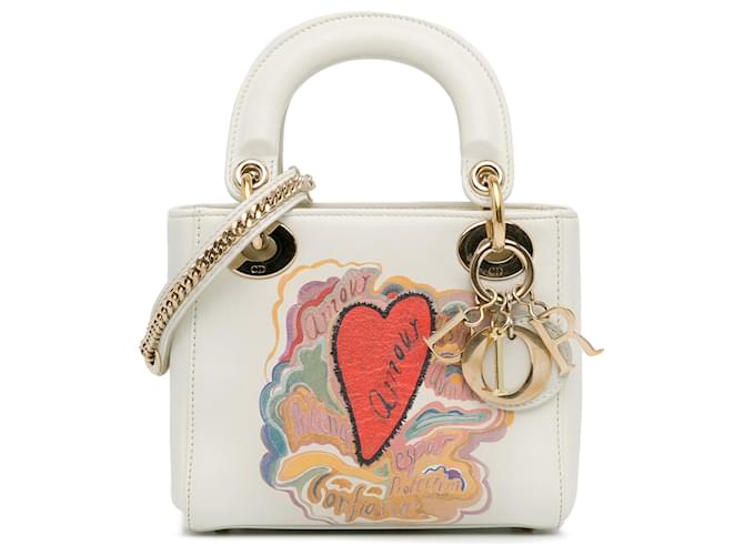 Dior White x Niki De Saint Phalle Dioramour Mini Lady Dior Branco Couro Bezerro-como bezerro  ref.1407700