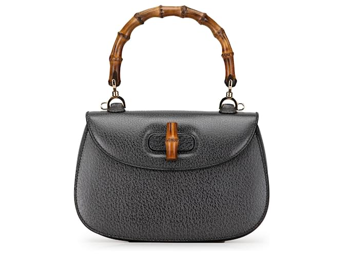 Gucci Mini piel de becerro Negro Bamboo Night Cuero  ref.1407718