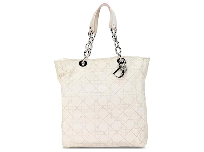 Cabas Cannage en cuir d'agneau blanc Dior  ref.1407720