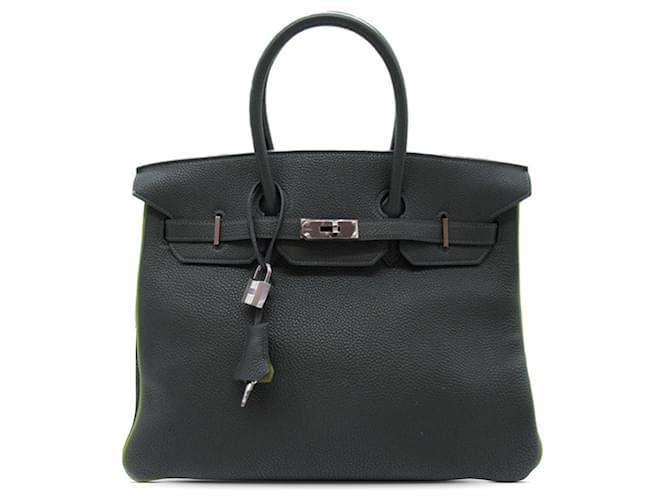 Hermès Vert Commande Spéciale Togo Birkin Retourne 35 Cuir Veau façon poulain Vert foncé  ref.1407749