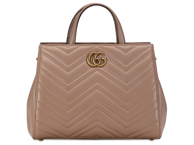 Bolsa Gucci Marrom Pequena GG Marmont Matelassê Marrom Carne Couro Bezerro-como bezerro  ref.1407773