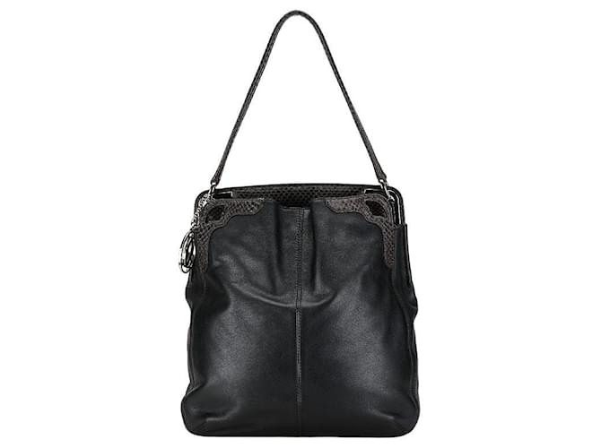 Bolso de hombro de cuero Python Cartier Marcello en muy buen estado Negro  ref.1407792