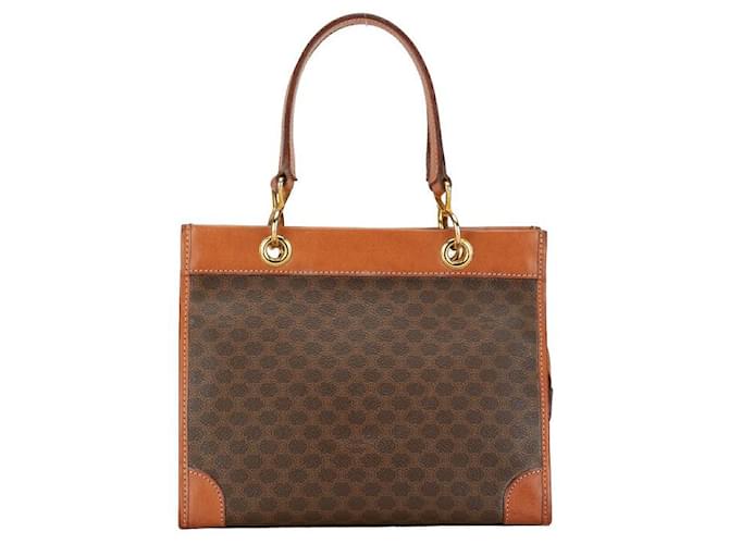 Céline Bolsa de mão em couro PVC Celine Macadam em muito bom estado Marrom Plástico  ref.1407798