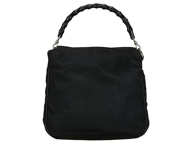 Sac à main en toile et cuir Gucci Bamboo 0011638 en très bon état Noir  ref.1407808