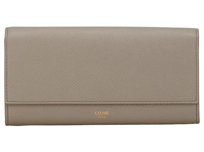 Céline Carteira de couro Celine Large Flap cinza em muito bom estado  ref.1407822