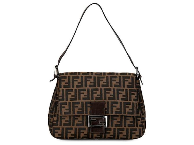 Fendi Bolsa de Ombro em Lona Couro Mamma Bucket 26325 em muito bom estado Marrom  ref.1407825