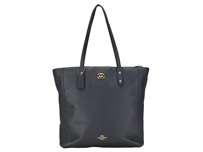 Sac à main tote en cuir Coach avec logo F12184 en très bon état Noir  ref.1407833