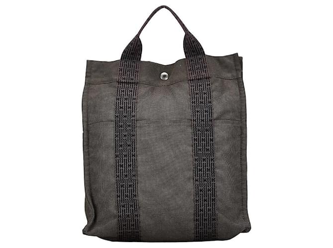 Hermès Mochila de lona Hermes Herline Ad MM gris en muy buen estado Lienzo  ref.1407839