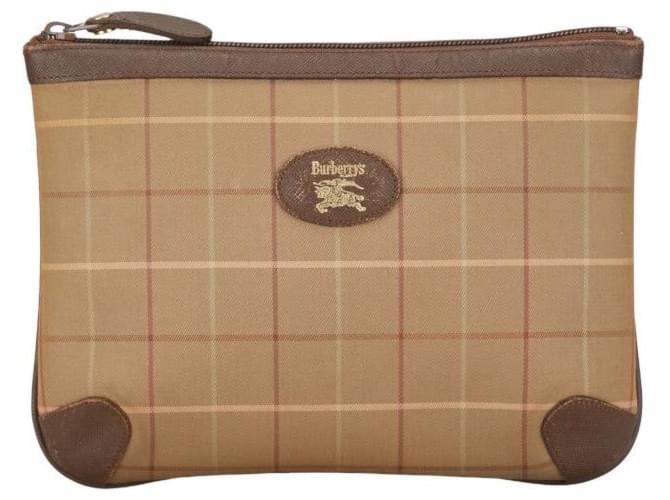 Burberry Check Canvas Cosmetic Pouch Canvas Vanity Bag in Good condition Cloth  ref.1407844