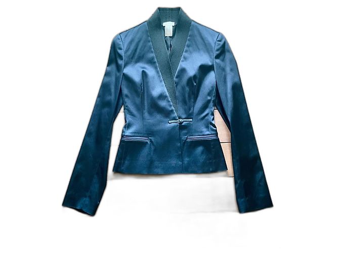 Philosophy Di Alberta Ferretti Silk Kimono Jacket Blue Black Navy blue Dark blue