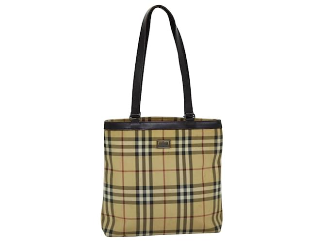 BURBERRY Nova Check Tote Bag Canvas Beige Dunkelbraun Auth 76724 Leinwand  ref.1407915