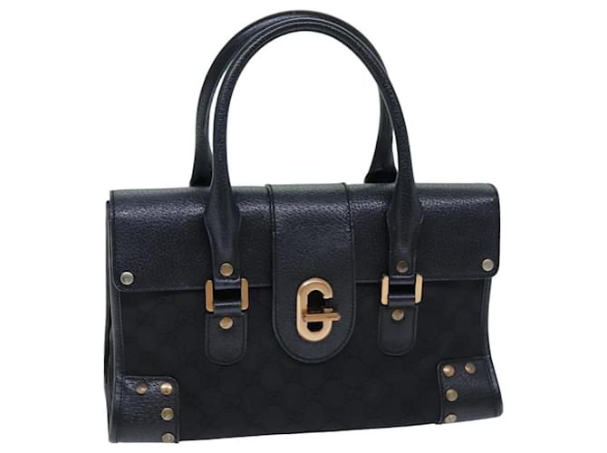 Bolsa de mão de lona GUCCI GG preta 124286 auth 76395 Preto  ref.1407926