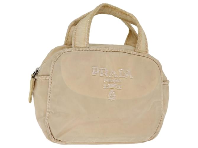 PRADA Hand Bag Nylon Beige Auth 75889  ref.1407950