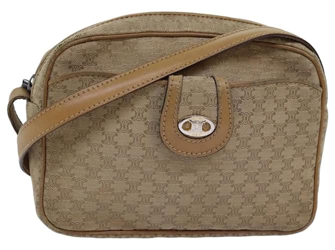 Céline CELINE Macadam Canvas Bolsa de Ombro Lona Bege Auth 76085  ref.1407953