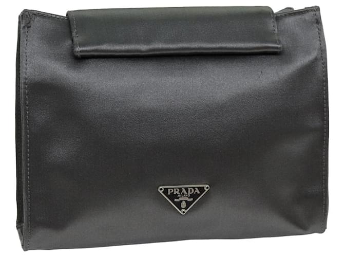 PRADA Pouch Satin Silver Auth 74688 Silvery ref.1407963 Joli Closet