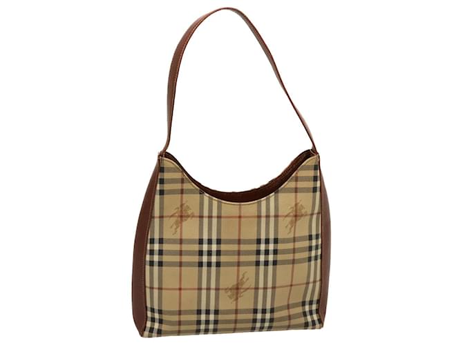 Autre Marque Burberrys Nova Check Bolso de hombro de cuero PVC Beige Auth 75839  ref.1407995