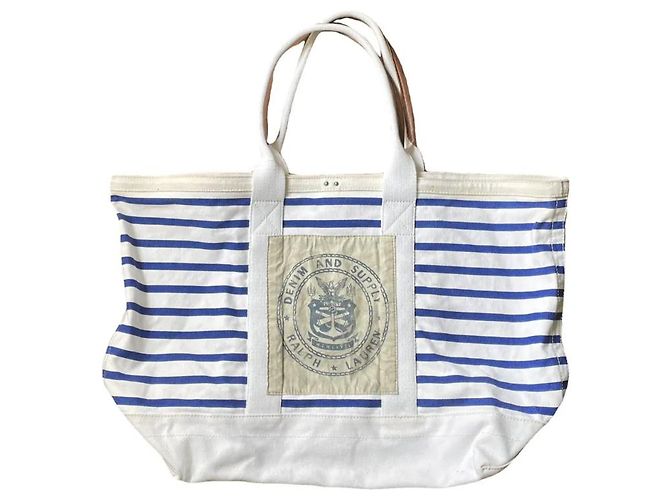 Bolsa tote Ralph Lauren Denim & Supply de algodão branco e azul