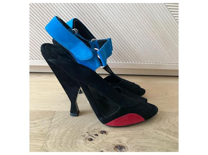 PRADA  Sandals T.eu 39.5 Suede Black  ref.1408096