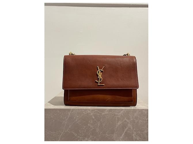 Sunset Bolsas SAINT LAURENT T.  Couro Camelo  ref.1408100